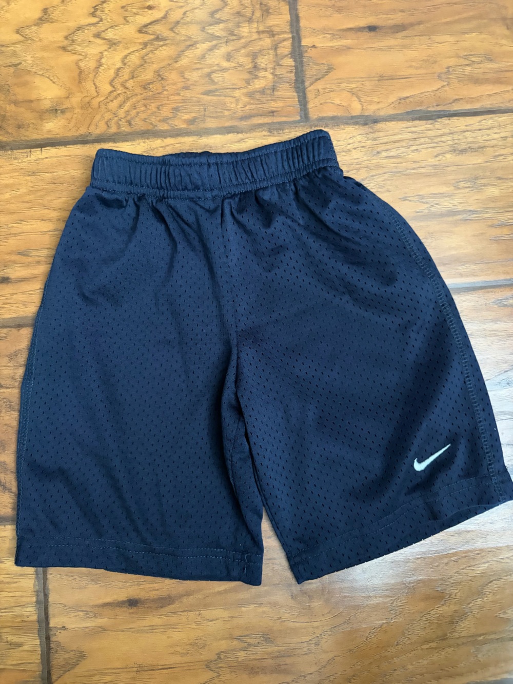 Nike Navy Blue Mesh Kids Shorts with White Swoosh Size 5